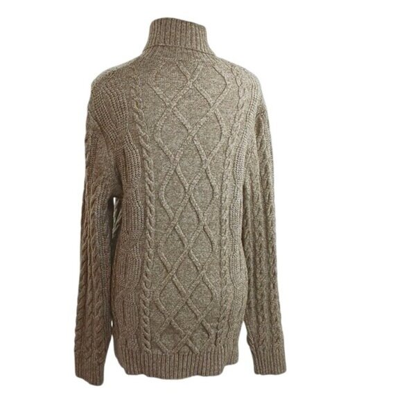 Express Sweater Womens Small Cable Knit Turtleneck Tan Pullover Wool Blend - Picture 5 of 7